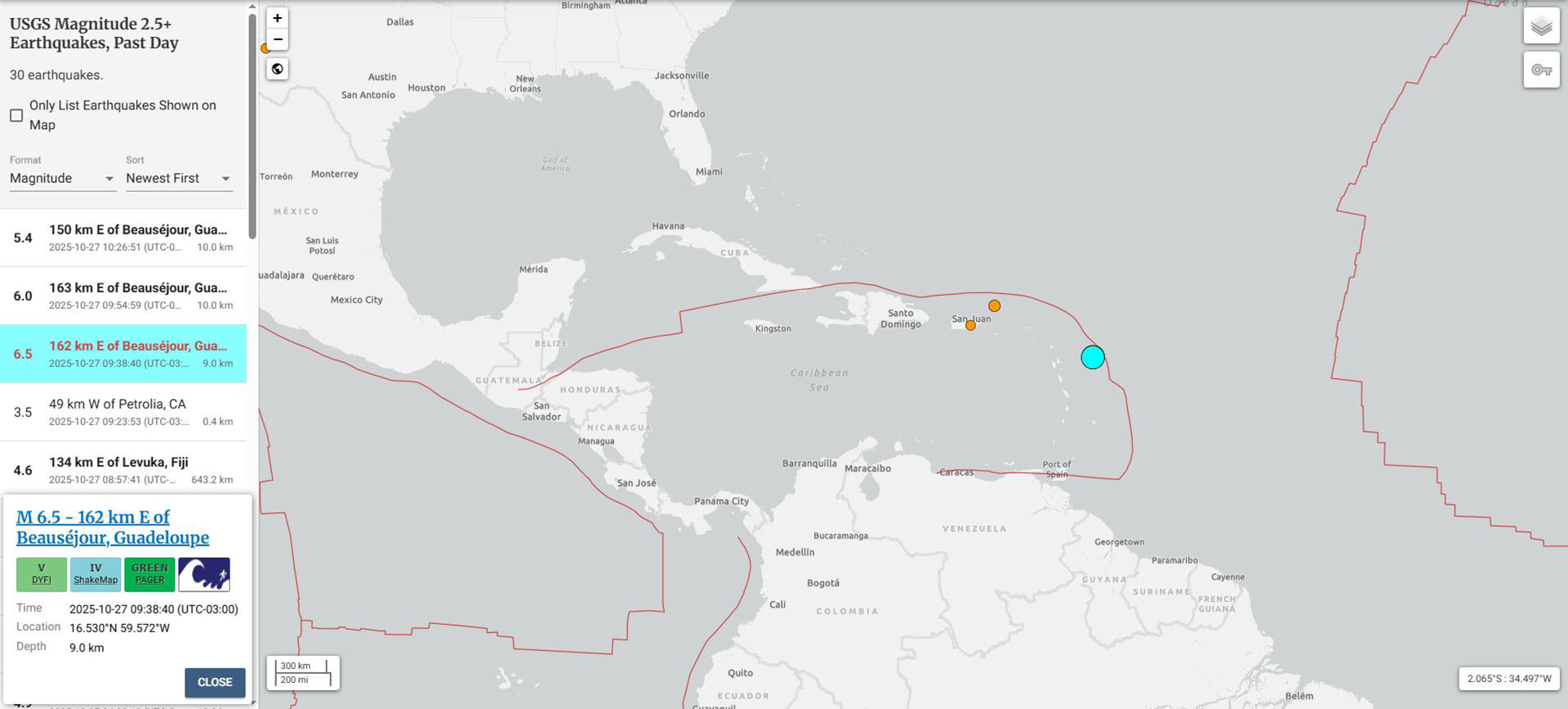 Un terremoto de magnitud 6,5 golpeó el este de Guadalupe, paraíso francés en el Caribe
