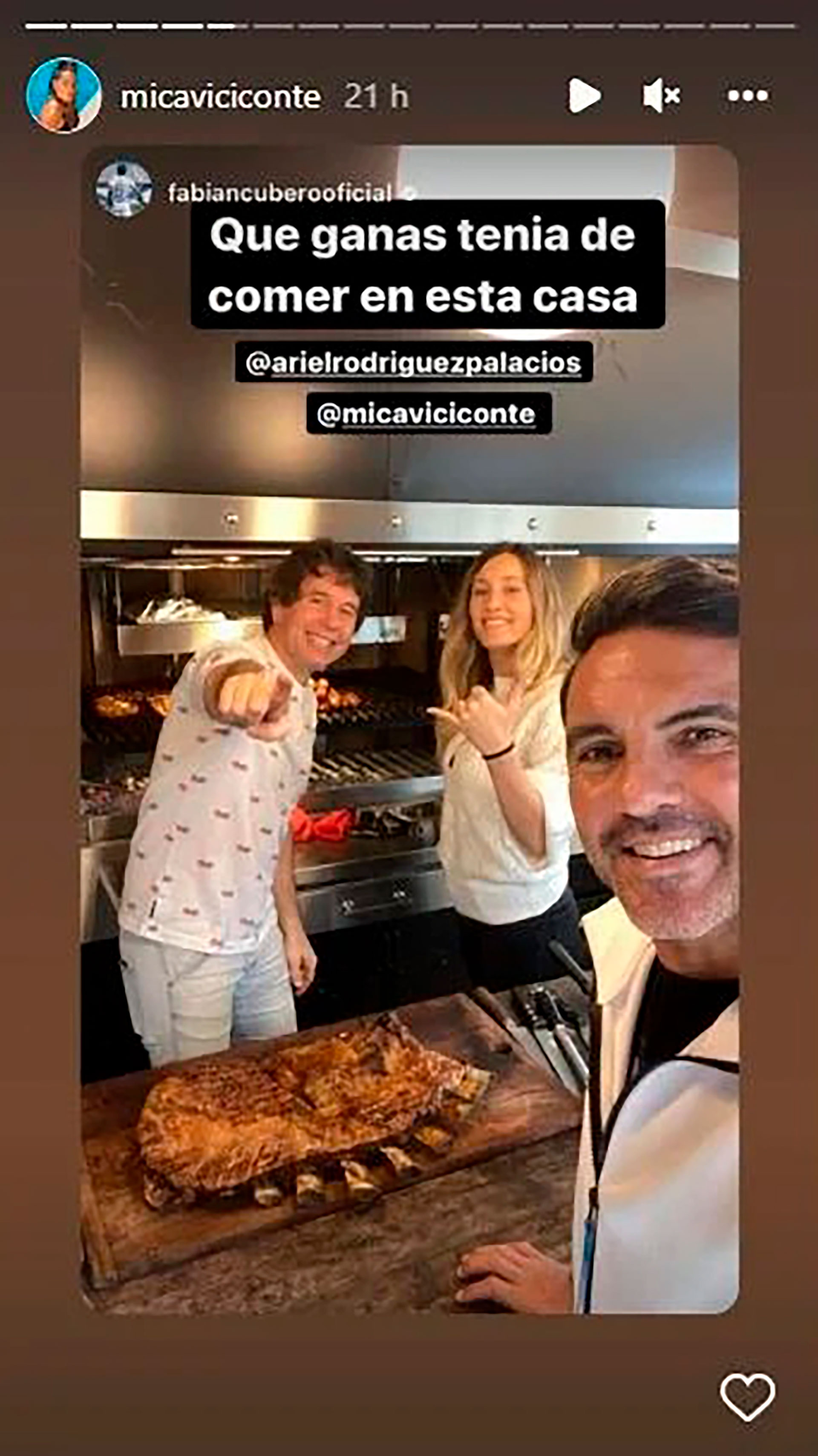 Ariel Rodriguez Palacios comió un asado junto a Mica Viciconte y Fabián  Cubero tras los rumores de pelea - Infobae