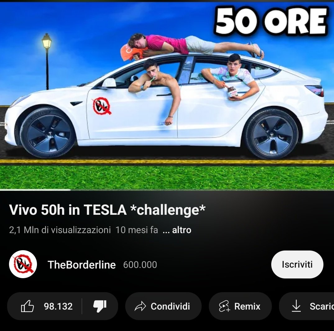 "50 horas a bordo de un Tesla", un desafío similar realizado anteriormente por Theborderline
