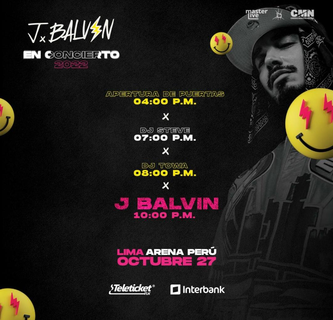 J Balvin cantará a las 22:00 horas este 27 de octubre en Lima.