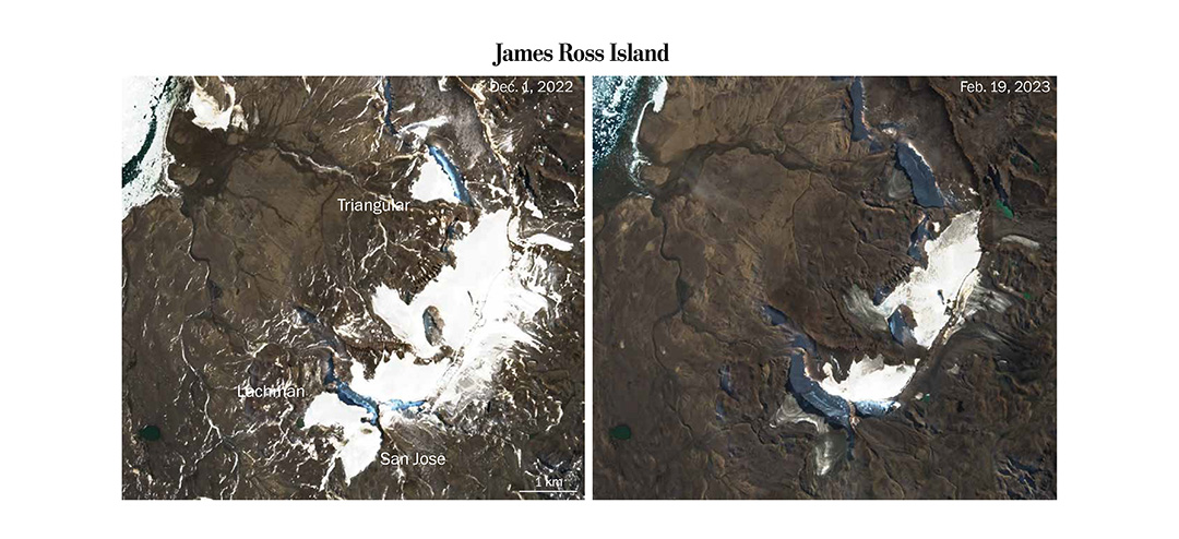 Imágenes satelitales de la isla James Ross (Washington Post)