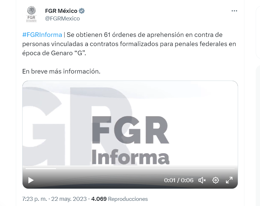 The FGR released the facts through its social networks (Photo: screenshot/Twitter/@FGRMexico)