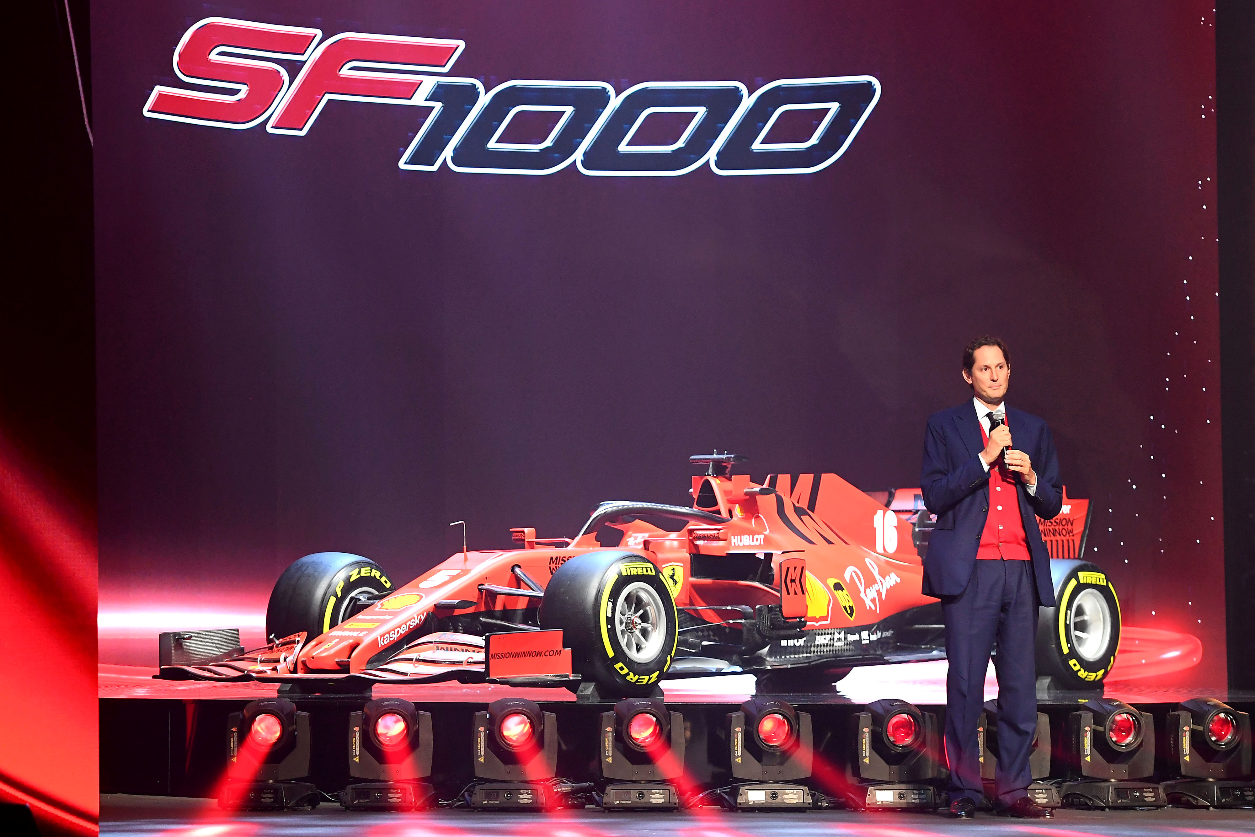 Elkann en la presentación de la Ferrari que compite en esta temporada de la Fórmula 1. (Ferrari)