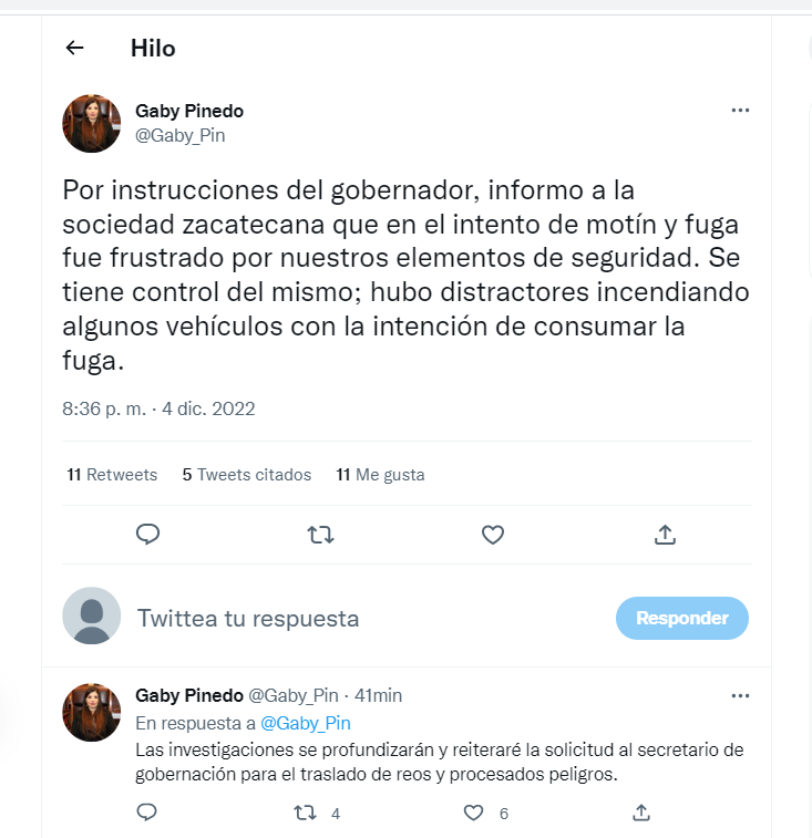 El intento de motín fue confirmado por las autoridades, quienes además señalaron que los hechos violentos fueron distracciones
(Foto: captura de pantalla/Twitter/@Gaby_Pin)