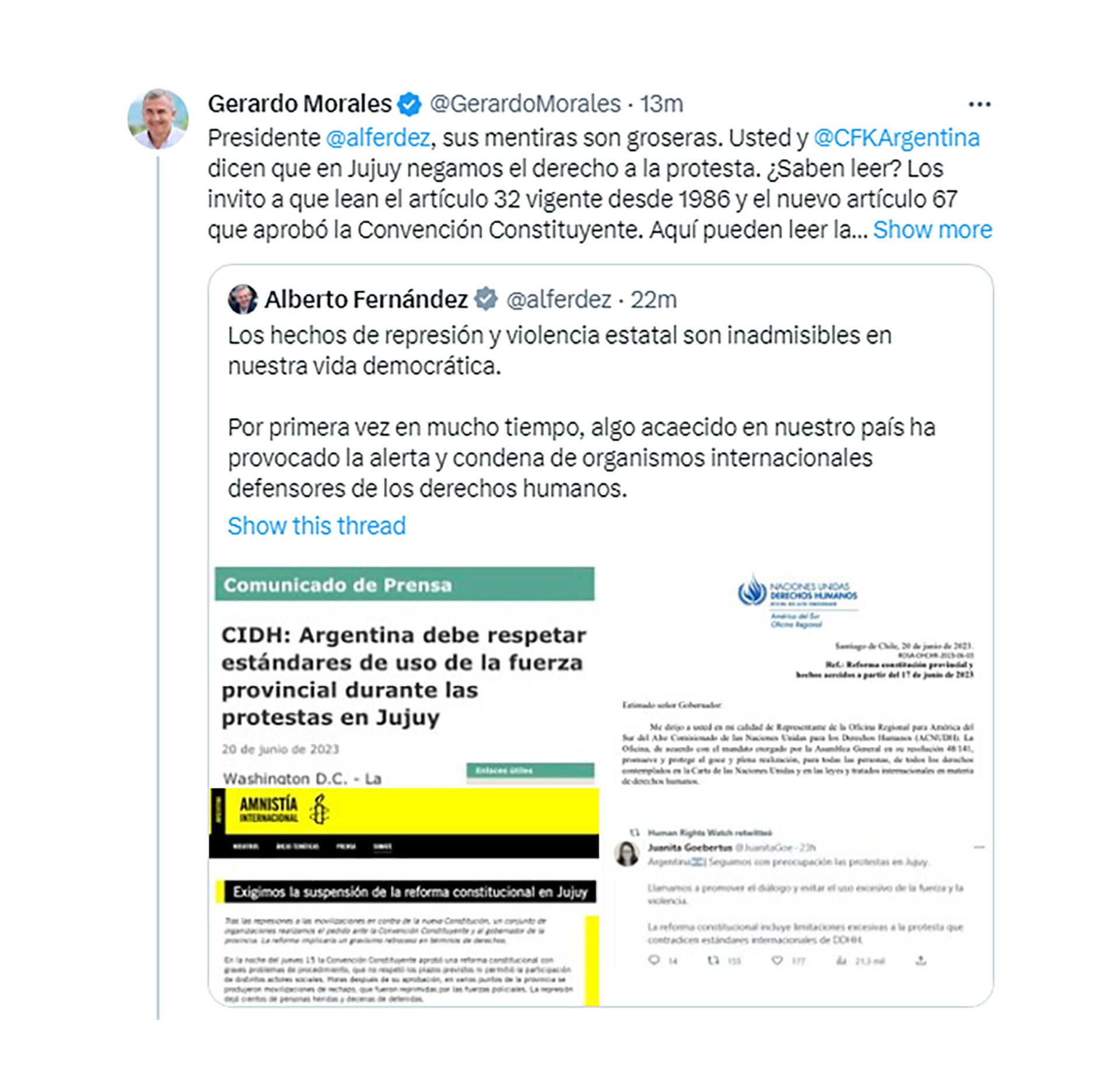 La respuesta de Gerardo Morales al Presidente