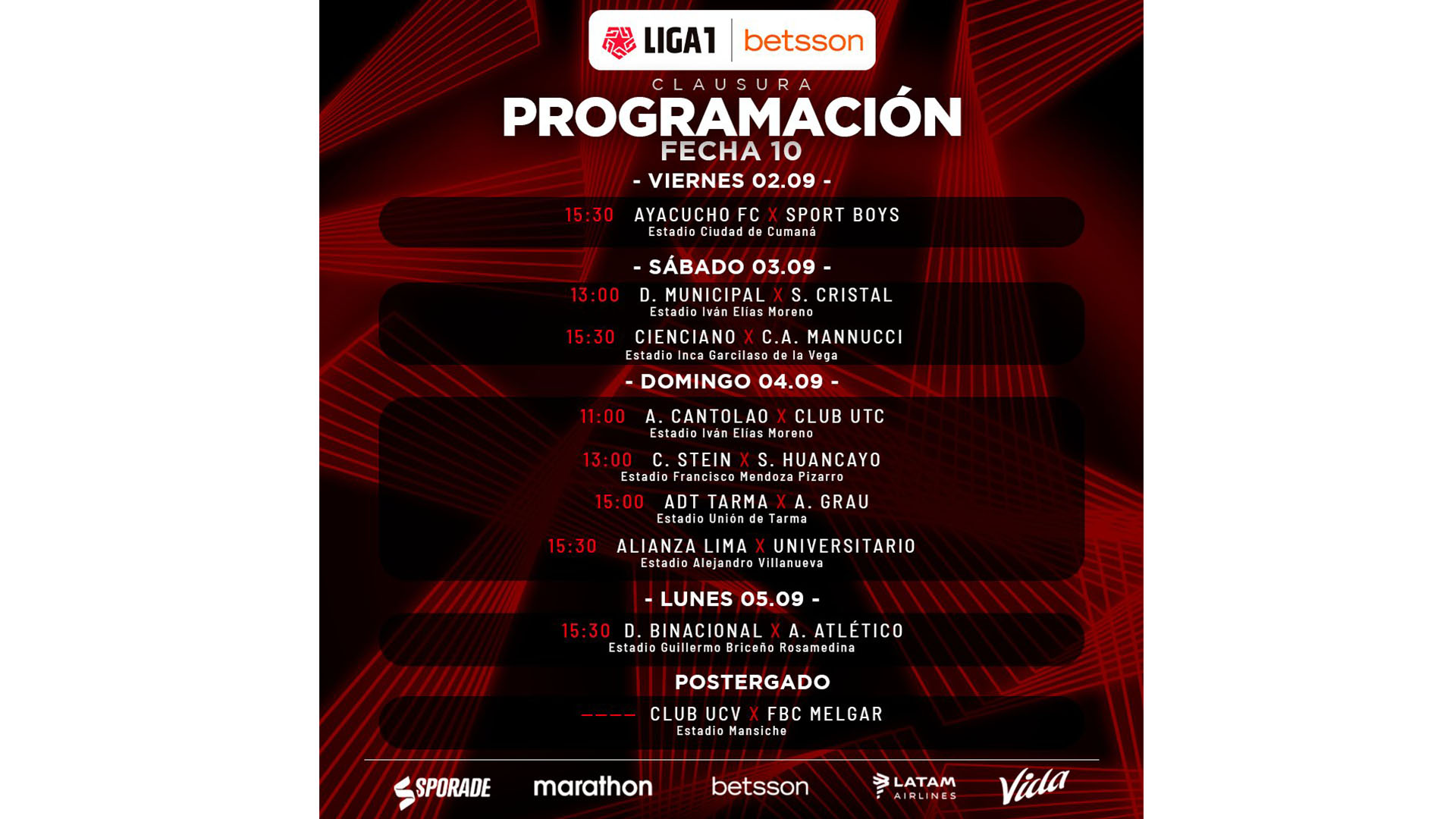 Programación de la fecha 10 del Torneo Clausura 2022.