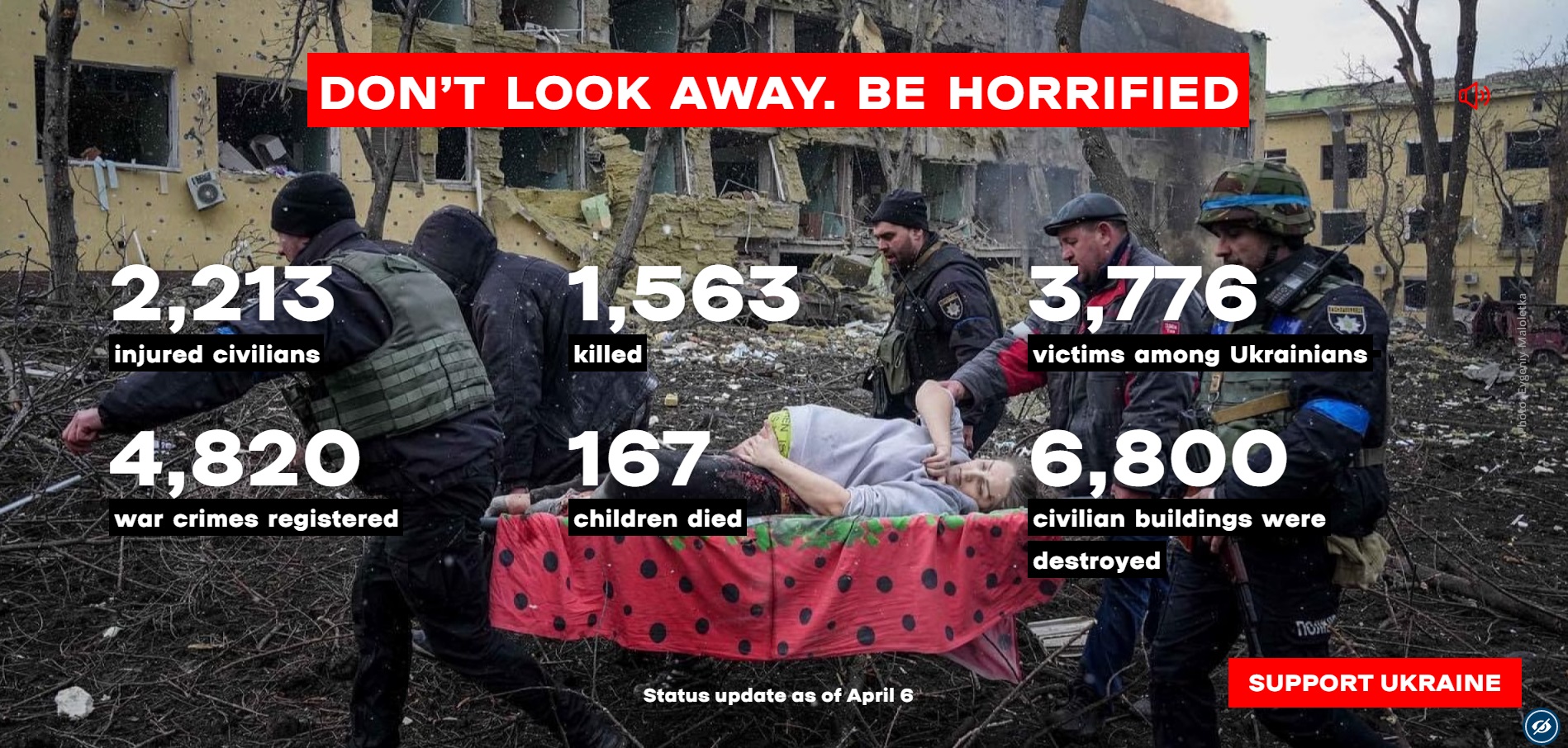 Las cifras de las víctimas son actualizadas a diario. "No mires a otro lado. Horrorízate", instan