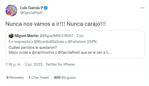 Luis García descartó su salida de Azteca Deportes o de Martinoli (Foto: Twitter/@GarciaPosti)