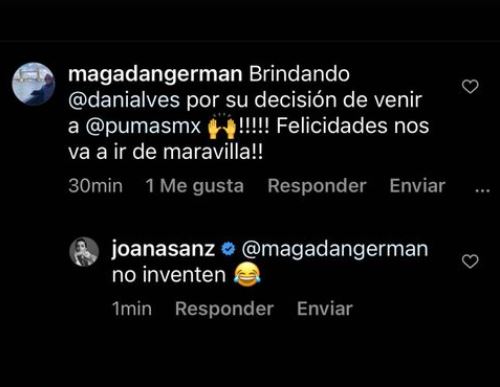 Joana Sanz, la femme du footballeur, a réagi au commentaire d'un fan (Photo : Instagram/@joanasanz)