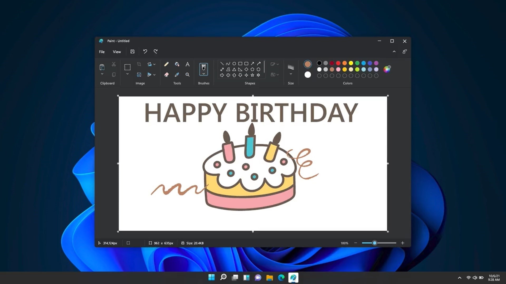 Paint è un'applicazione che può essere utilizzata nella modalità oscura di Windows 11