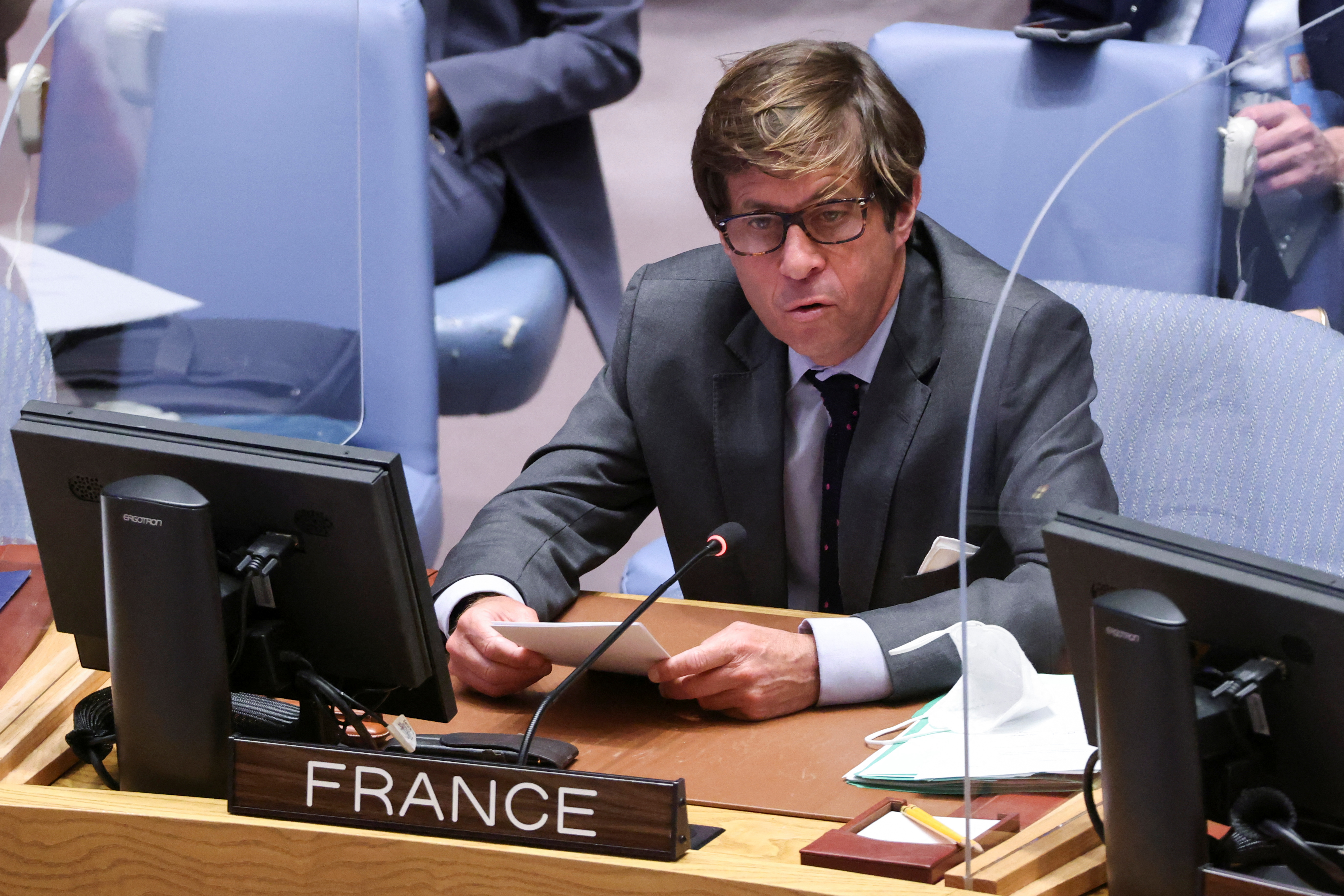 Nicolas de Rivière, el embajador ante Naciones Unidas de Francia (REUTERS/Andrew Kelly)