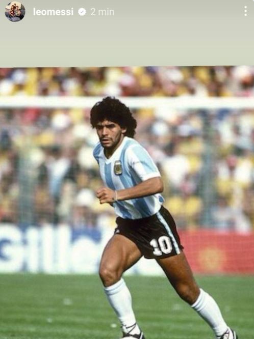 La storie de Lionel Messi dedicada a Diego Maradona en el segundo aniversario de su muerte. 