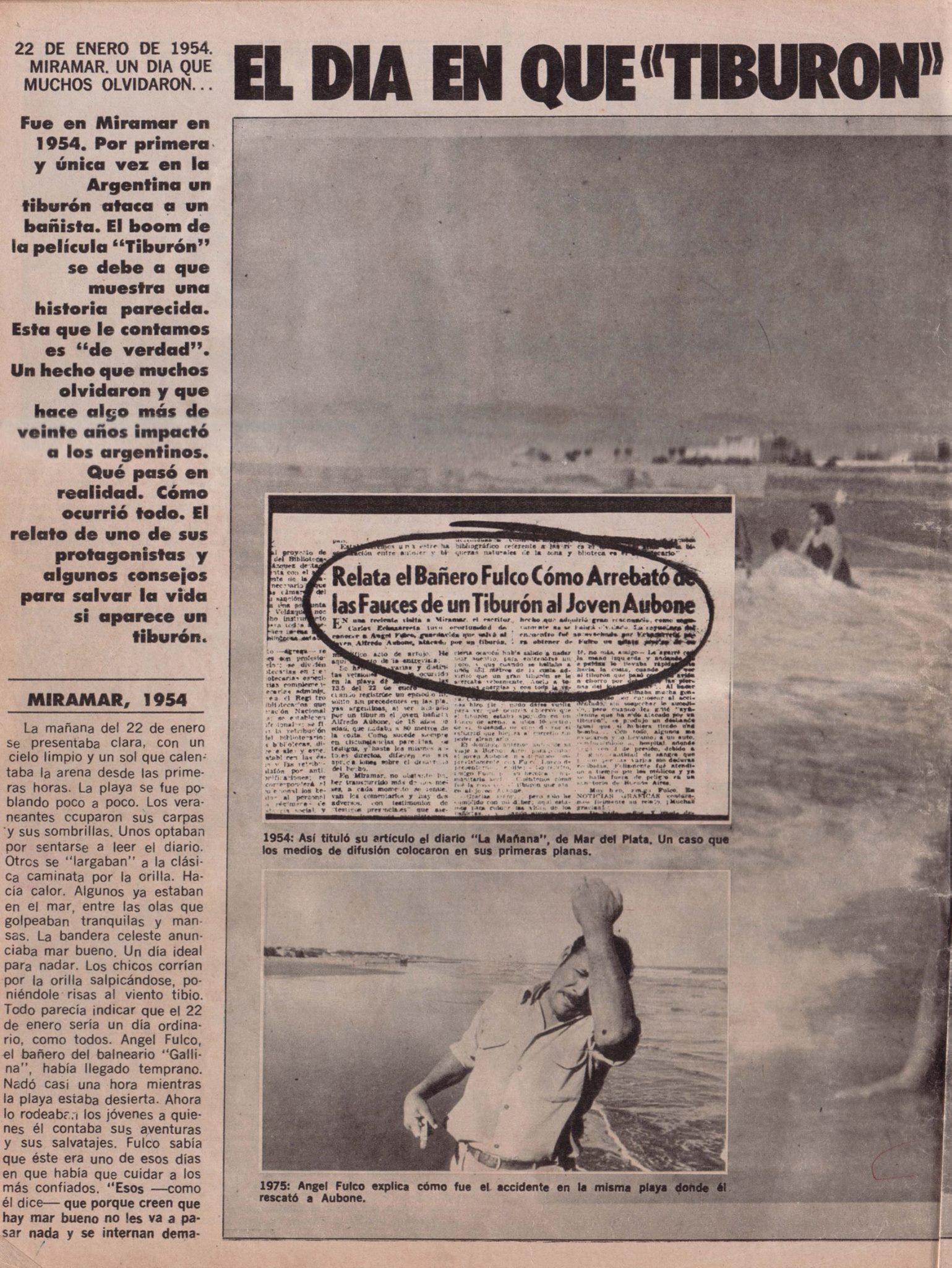 La cobertura de la revista Gente el mismo año en que la película "Tiburón" pusiera en boca de todos los ataques a bañistas en el mar