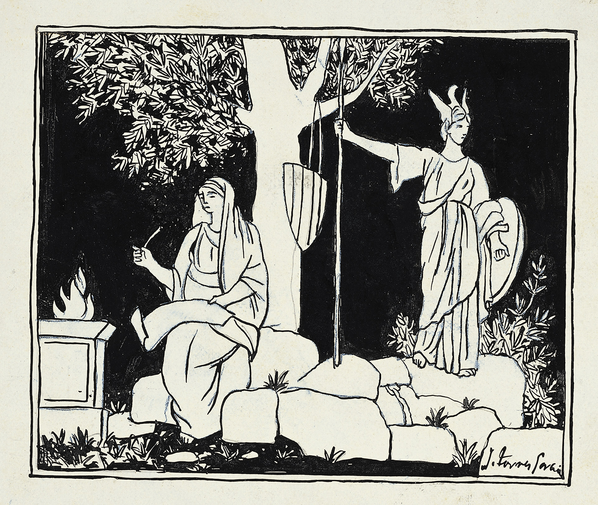 Dibujo para "La Catalunya eterna" (1912), de Joaquín Torres García