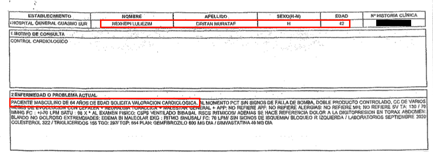 Inconsistencias en el certificado médico sobre Dritan Rexhepi, también conocido como Murataj Lulezim.