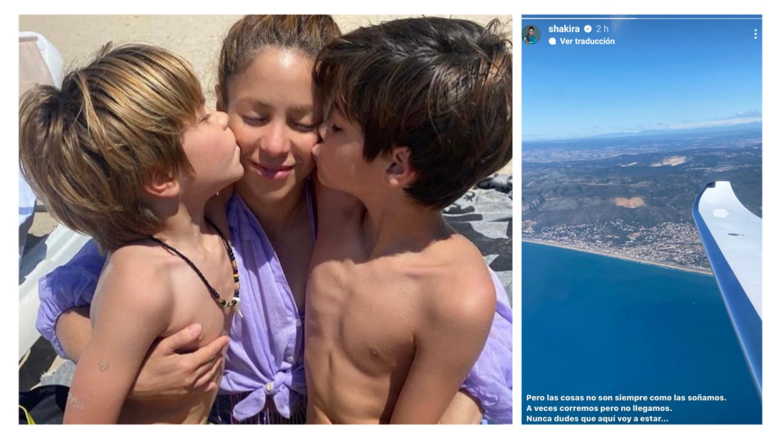 Shakira junto a sus hijos Milan y Sasha Piqué se marcharon de Barcelona en avión privado de la cantante. Tatiana Munevar