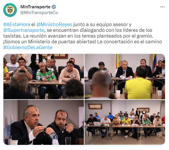 ministro de Transporte Guillermo Reyes anunció que se reune nuevamente con líderes del gremio de taxistas