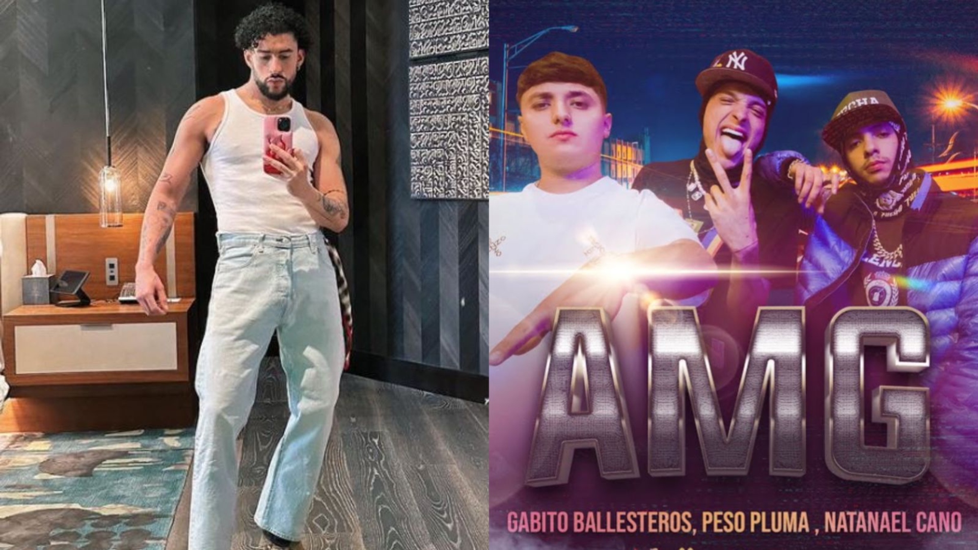 La versión con Bad Bunny ha soprendido a miles de fans en redes sociales 
(Fotos: Instagram/@badbunnypr/YouTube de Natanael Cano)