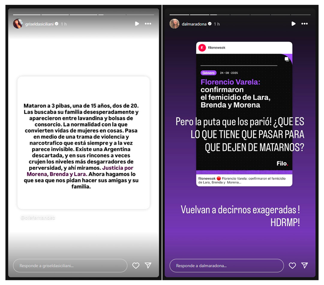 De Lali Esp�sito a Emilia Mernes: la reacci�n de las famosas ante el triple crimen de las j�venes en La Matanza - Infobae