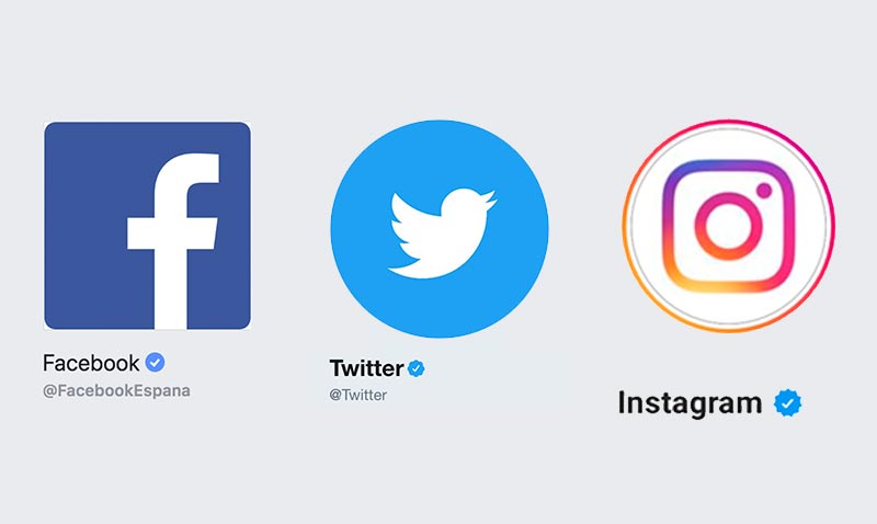 Cuentas de Facebook, Twitter e Instagram verificadas. (foto: El Universo)