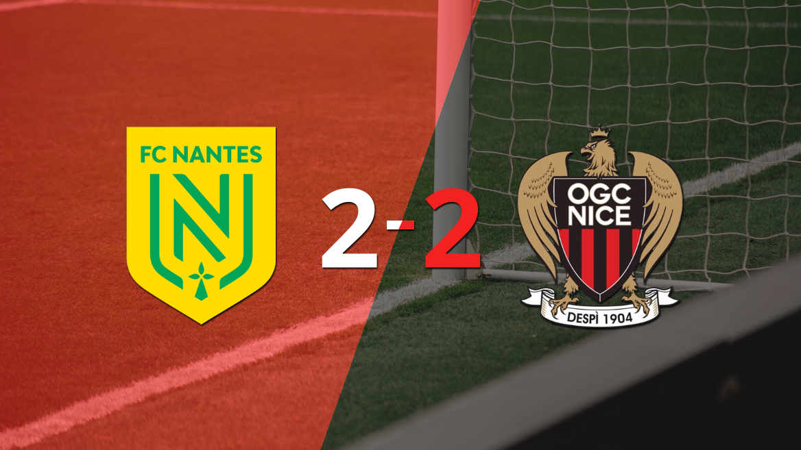 Nantes empató 2-2 en casa con Nice