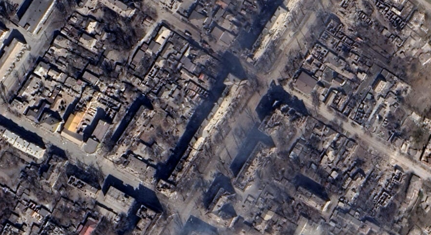 The panorama is devastating: destroyed buildings, razed squares, desolate streets and countless houses reduced to rubble by the warlike actions of the Kremlin.  (GOOGLE MAPS)