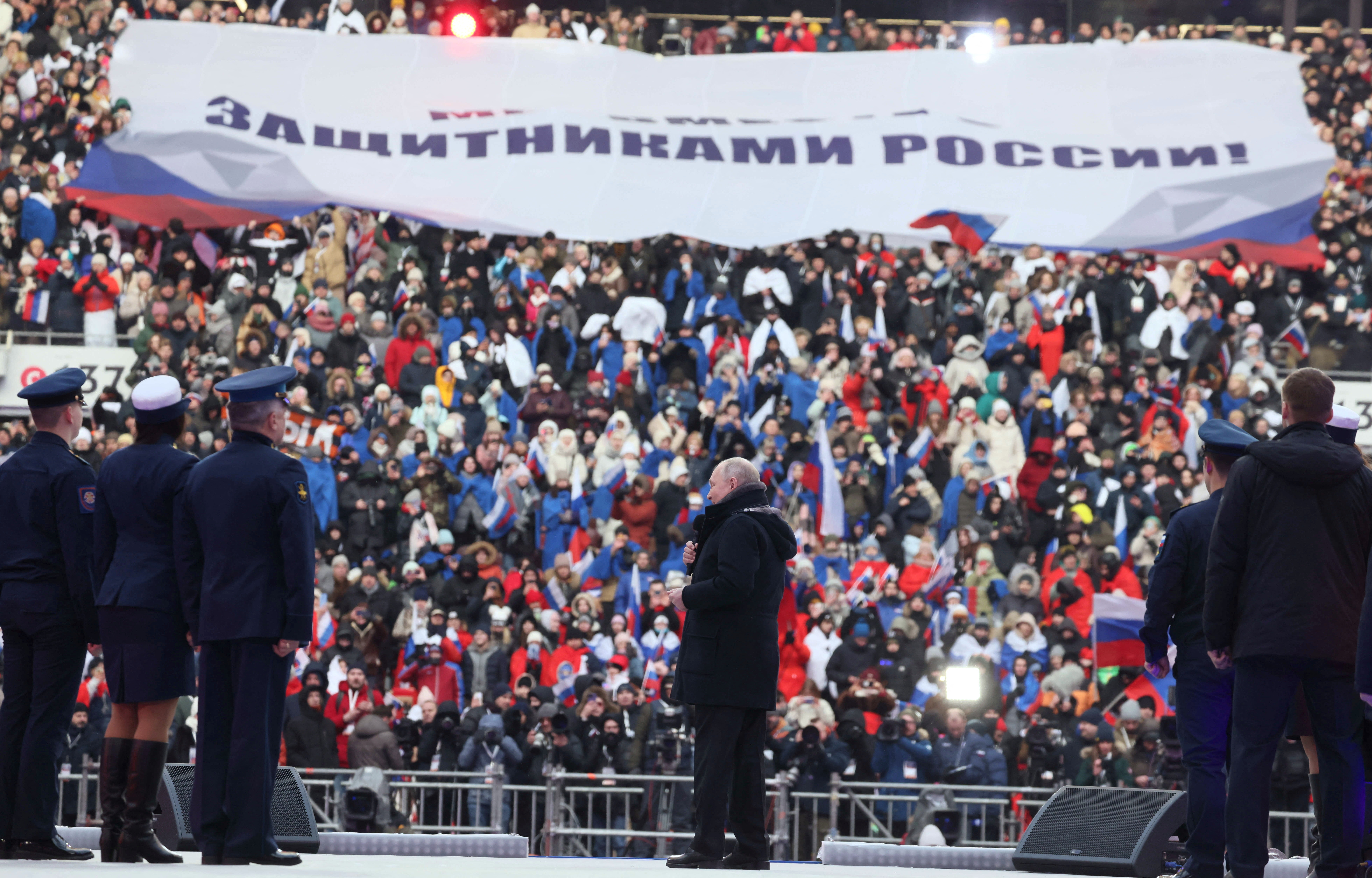 El discurso de Putin en el estadio Luzhniki en Moscú (Sputnik/Reuters)