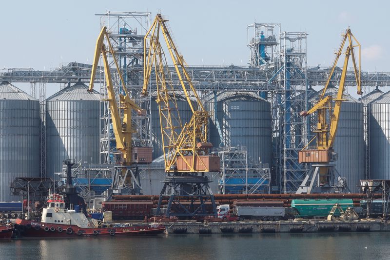 Una terminal de cereales en el puerto marítimo de Odesa, Ucrania