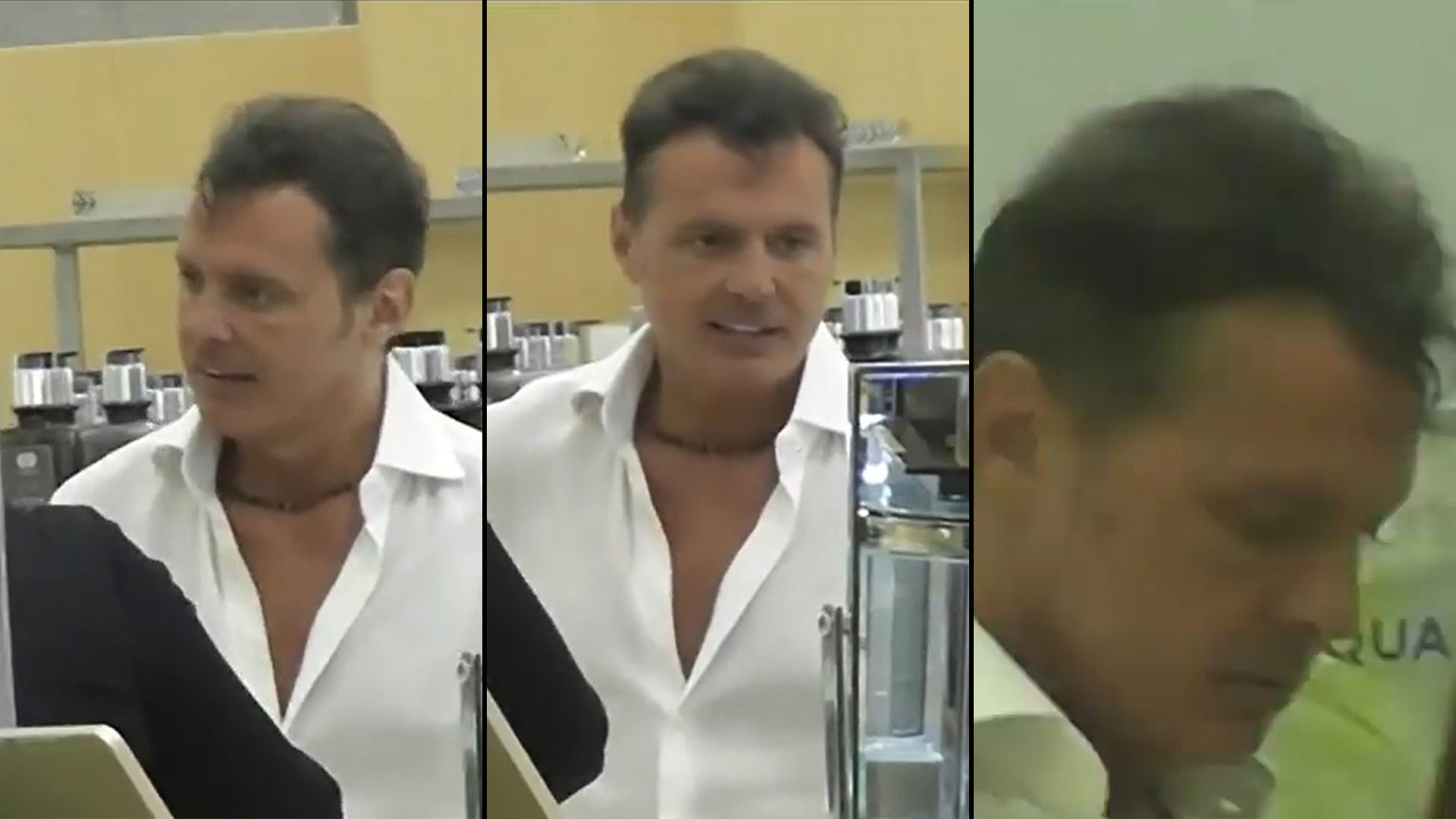 Luis Miguel nuevamente fue visto en público dentro de un centro comercial, probando perfumes (Captura: IG  @elgordoylaflaca)