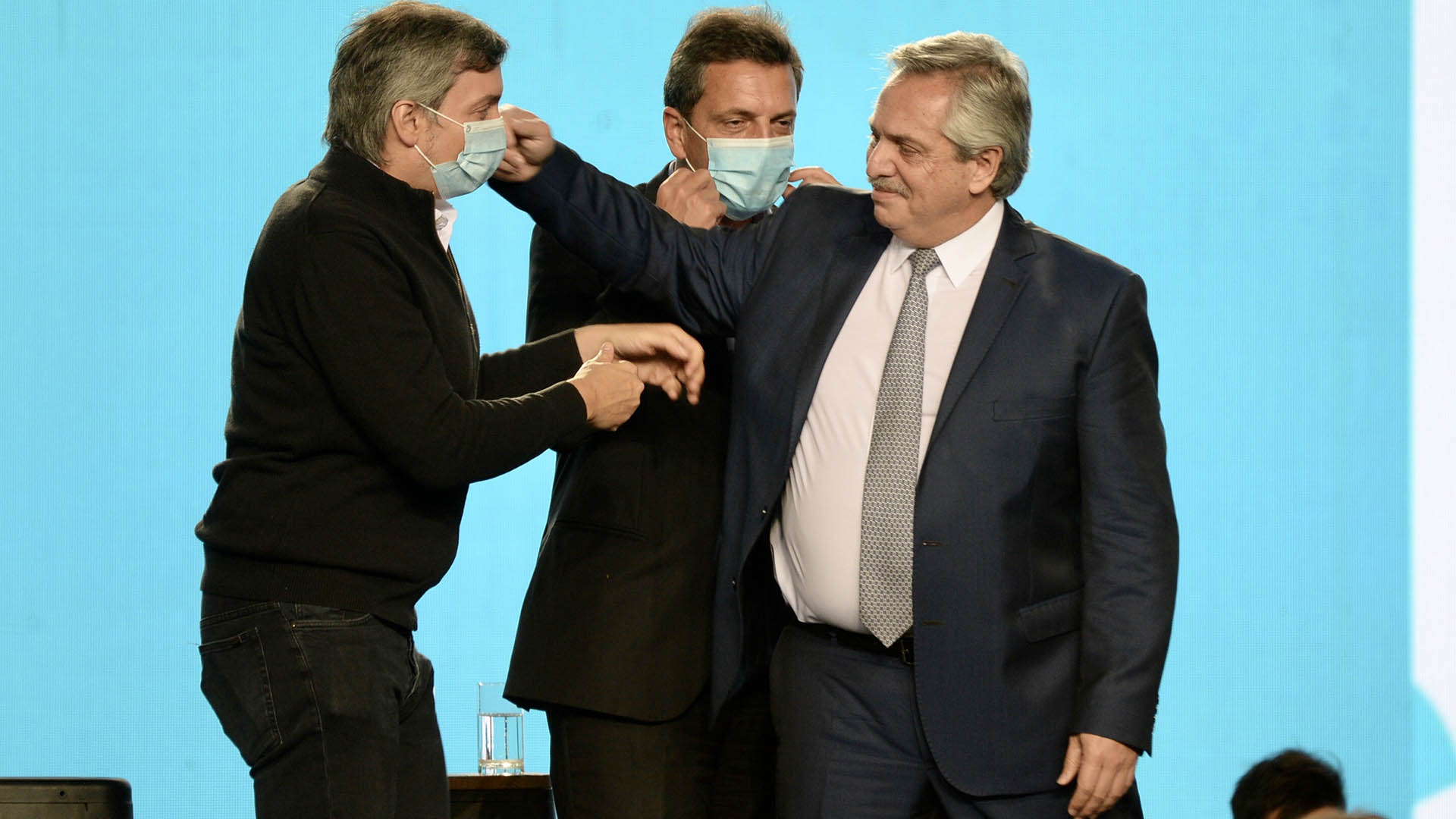 Alberto Fernández almorzó junto a Sergio Massa y Máximo Kirchner (Marcos Gomez)