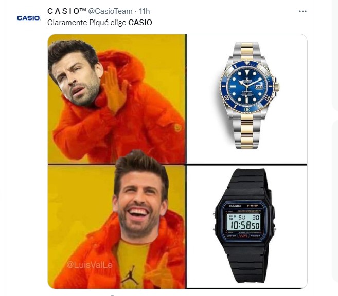 Usuarios en redes sociales reaccionaron con memes a la mención de la marca de relojes en la colaboración de Shakira y Bizarrap (Captura de pantalla)