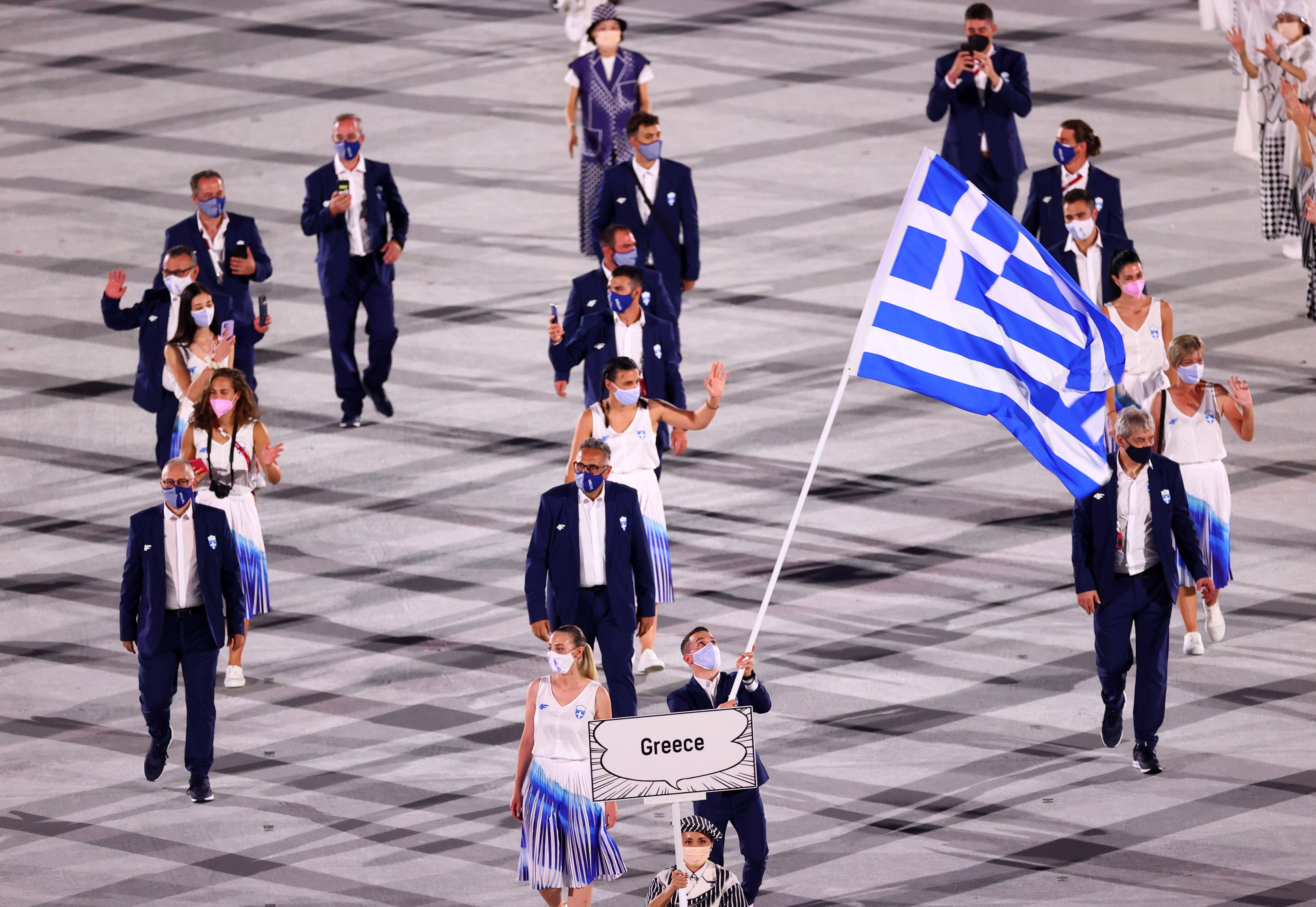 Como marca la tradición, la delegación griega ingresó en primer lugar (REUTERS/Mike Blake)