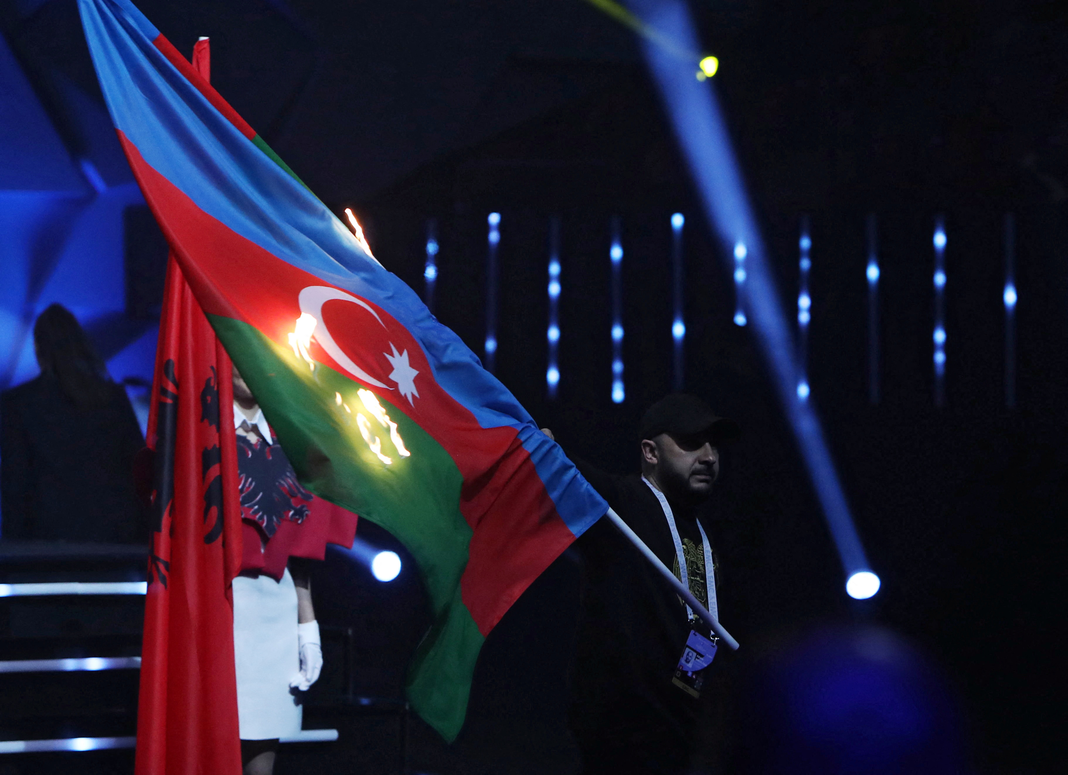 They burned the Azerbaijan flag and the entire delegation left the European Weightlifting Championships