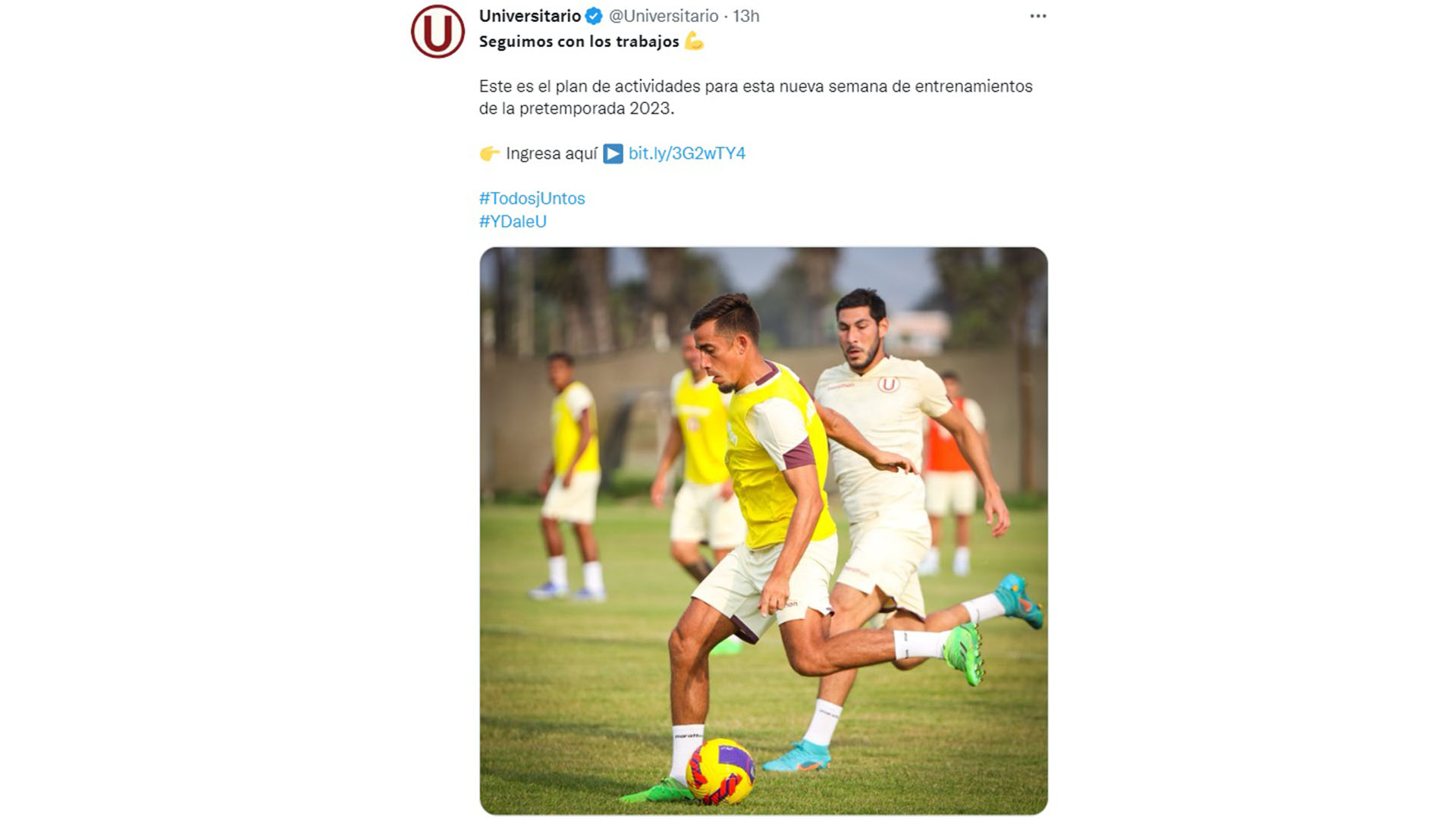 Universitario have released their training plan in the third week of pre-season.