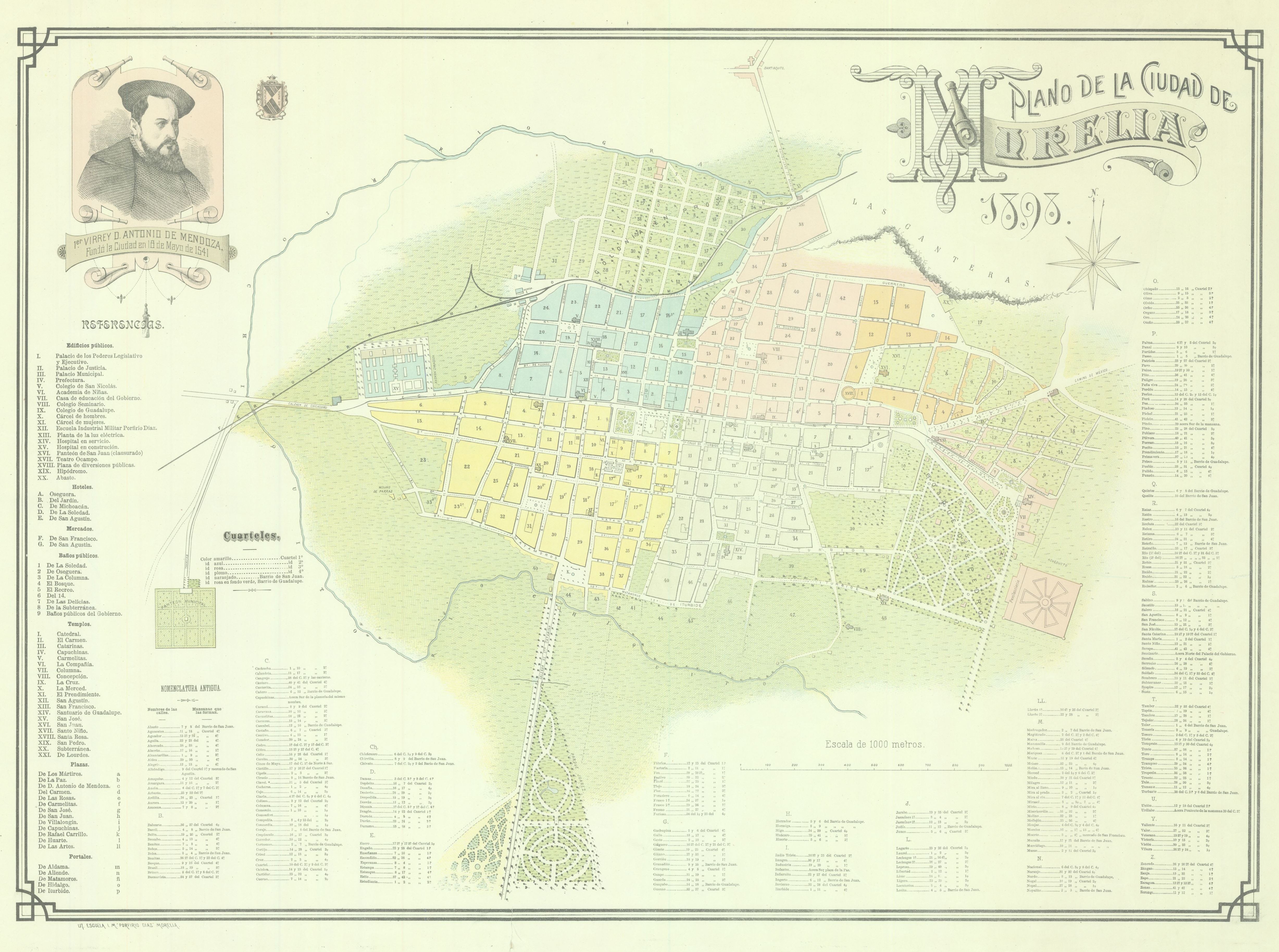 Plano de la Ciudad de Morelia, lugar que recibe su nombre en honor a José María Morelos y Pavón. Este fue realizado en 1898 y forma parte del acervo de la Mapoteca “Manuel Orozco y Berra”. (Foto: Gobierno de México)