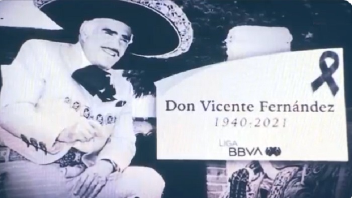 El homenaje de la Liga BBVA MX a Vicente Fernández (Foto: Twitter/@LigaBBVAMX)