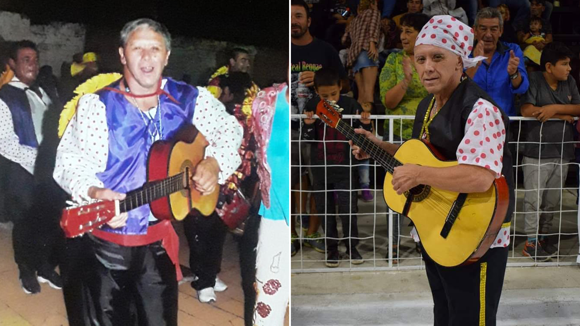 Jorge en los años que desfilaba en los carnavales con la comparsa del pueblo