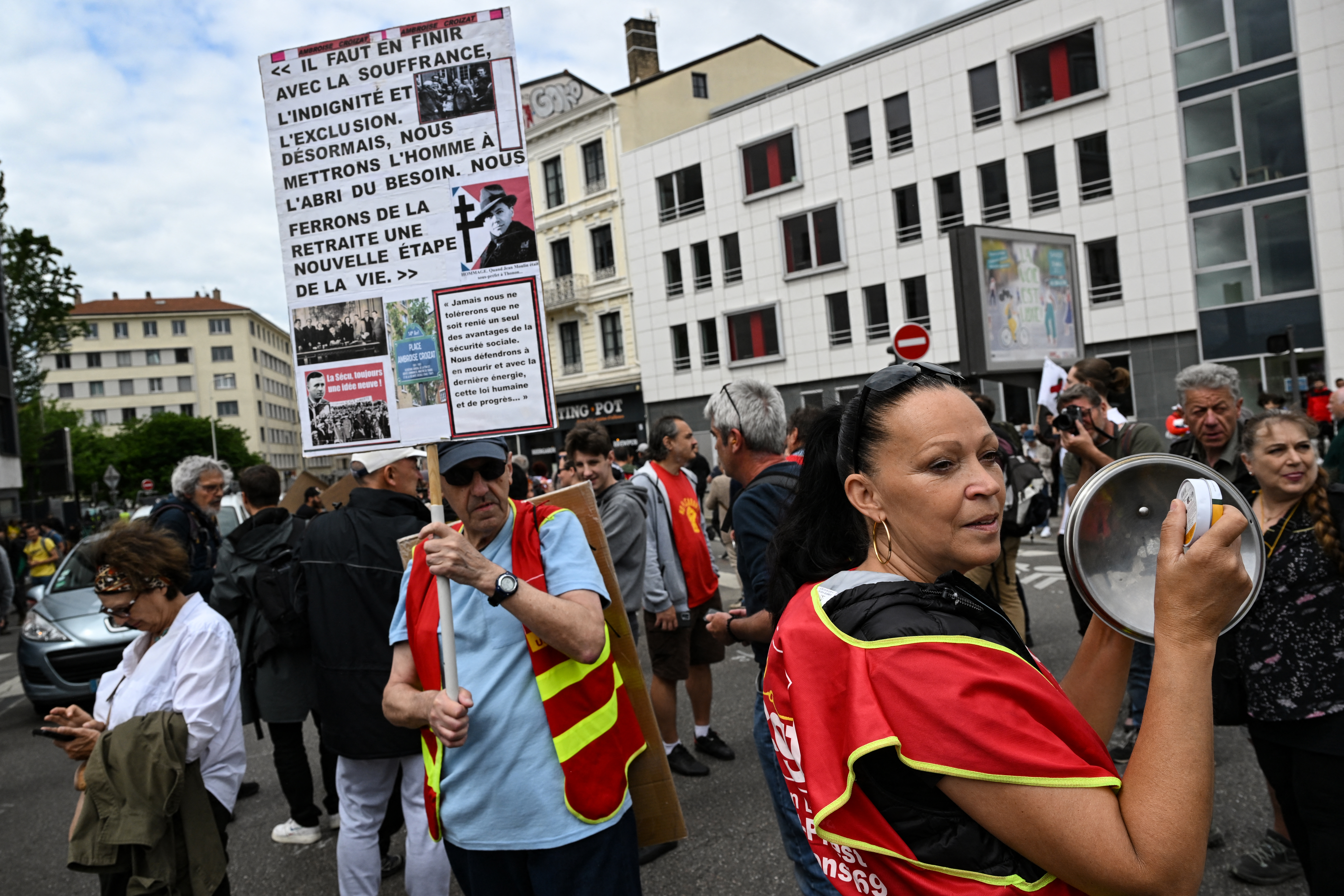 Protest against the pension reform in Lyon (AFP)