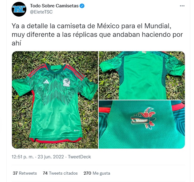 Así sería la playera de la Selección Mexicana (Foto: Twitter/@EleteTSC)