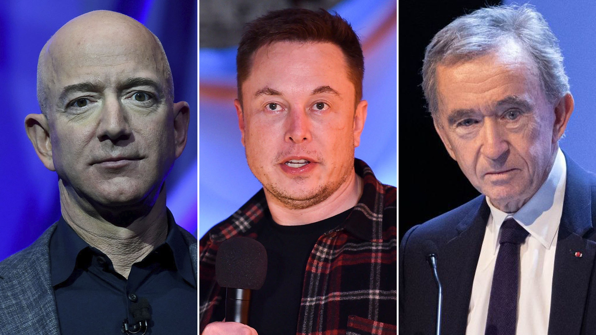 Jeff Bezos, Elon Musk y Bernard Arnault, los más ricos del mundo