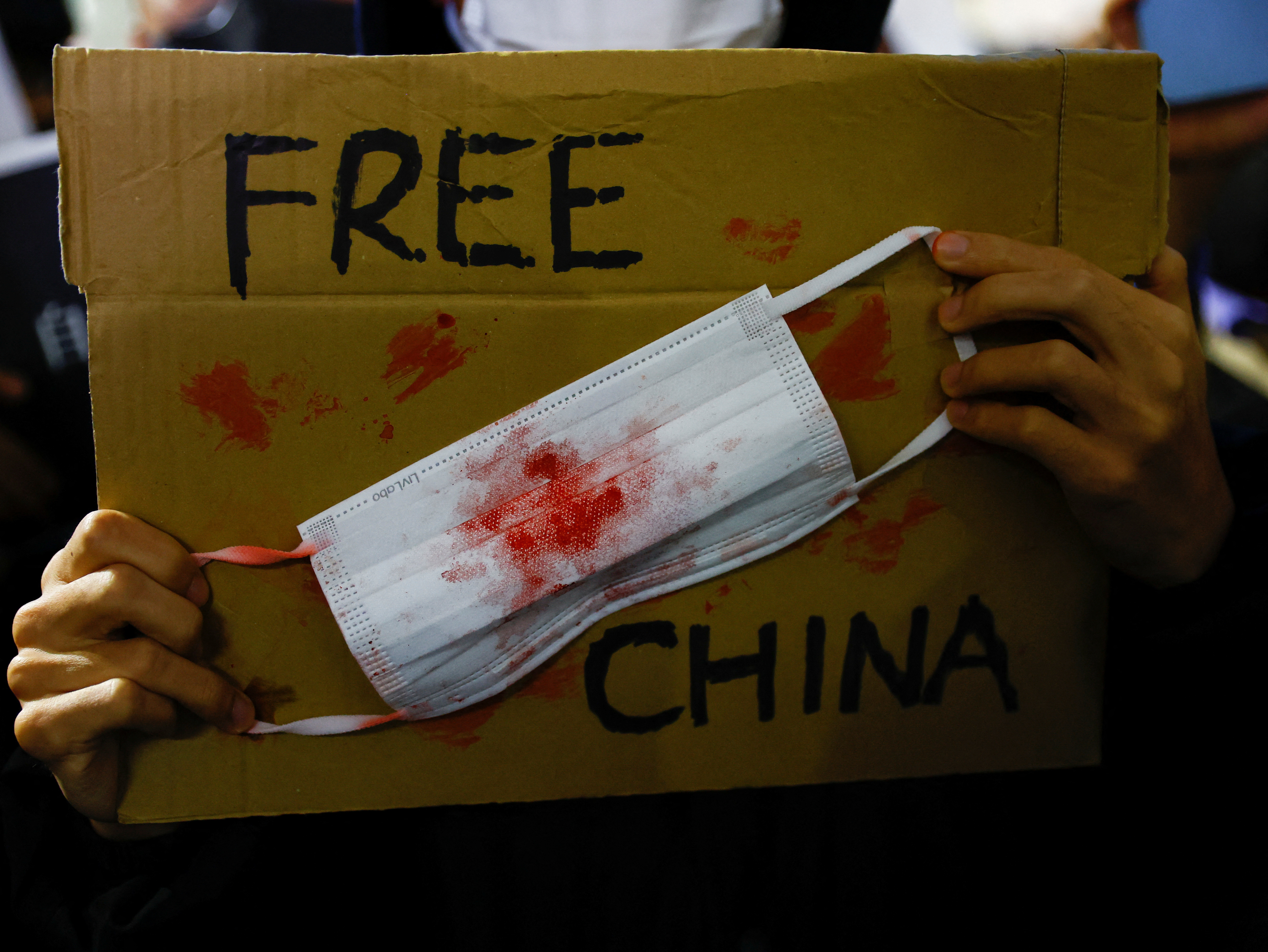 Los residentes chinos que viven en Japón participan en una protesta solidaria contra los bloqueos de China por el COVID-19, en Tokio, Japón, el 30 de noviembre de 2022. REUTERS/Kim Kyung-Hoon