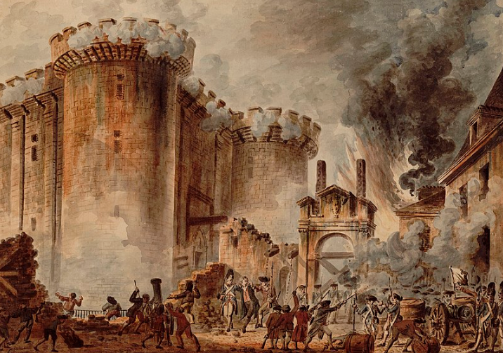 La Revolución Francesa terminó con los privilegios y excesos de la realeza y abrió el camino del debate de nuevas ideas. Cuadro de Jean-Pierre Houël, Biblioteca Nacional de Francia.