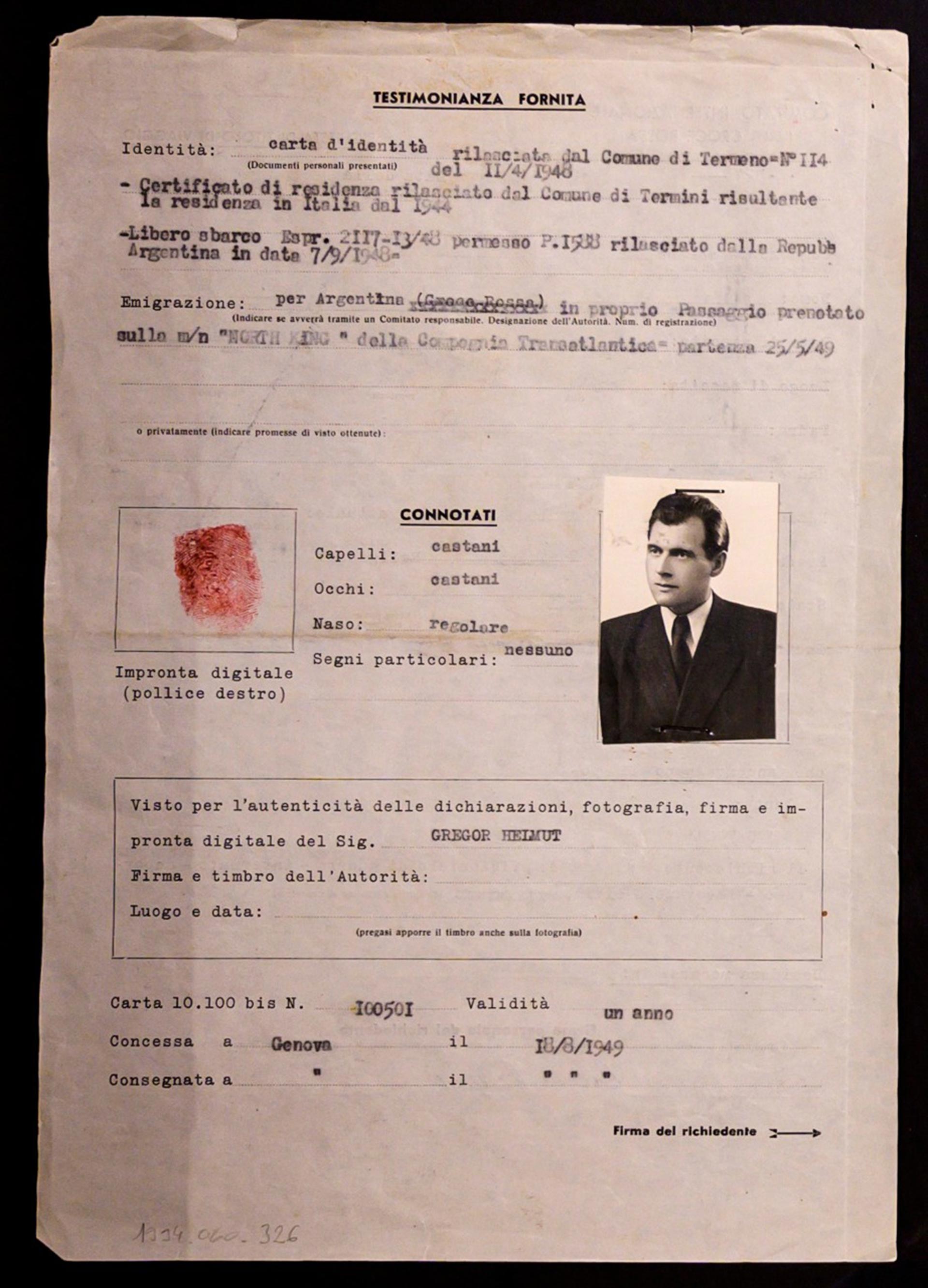 El pasaporte falso de Josef Mengele