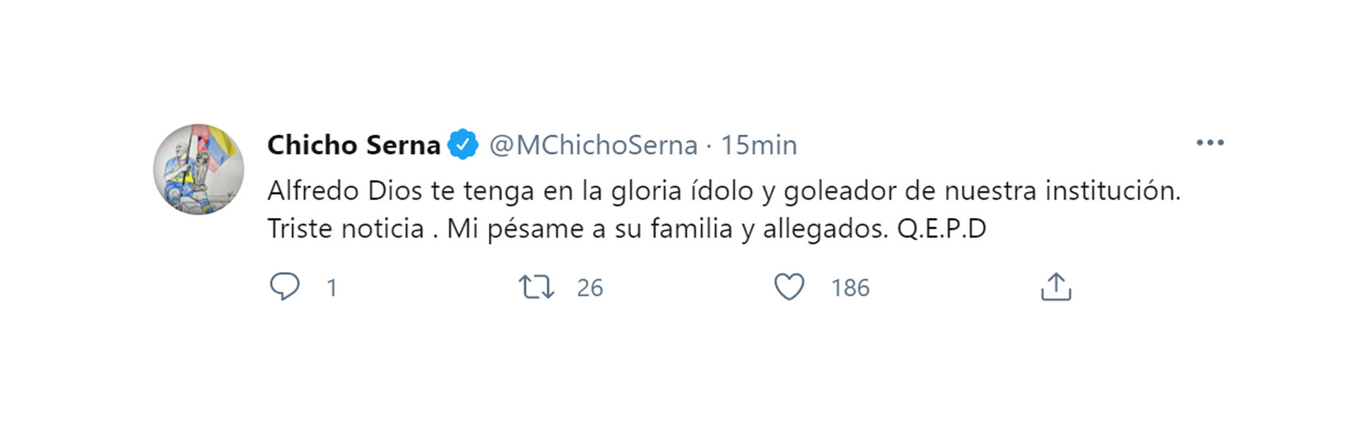 Serna se sumó a la ola de mensajes