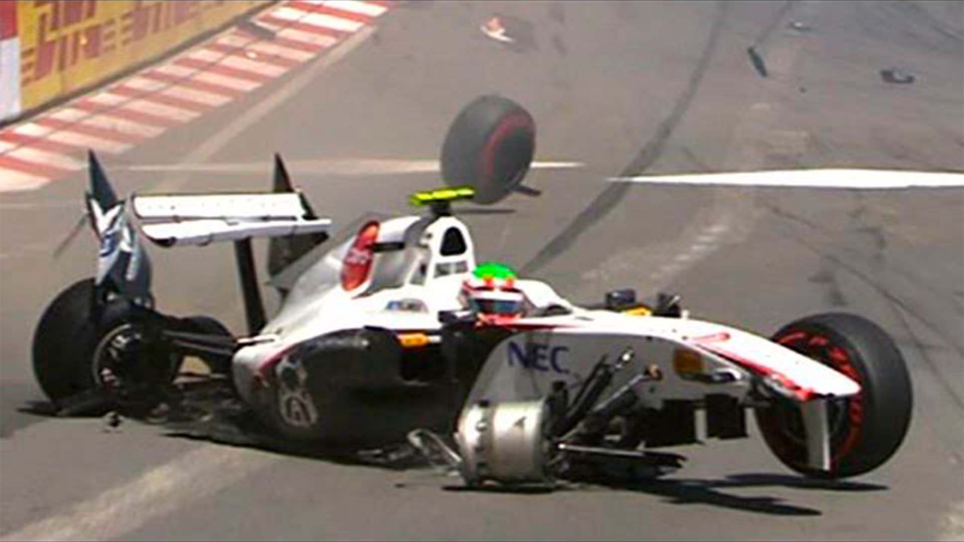 Checo Pérez no pudo correr el GP de Mónaco por seguridad, pues durante el accidente padeció una conmoción cerebral (Foto: Twitter/@virtualismex)