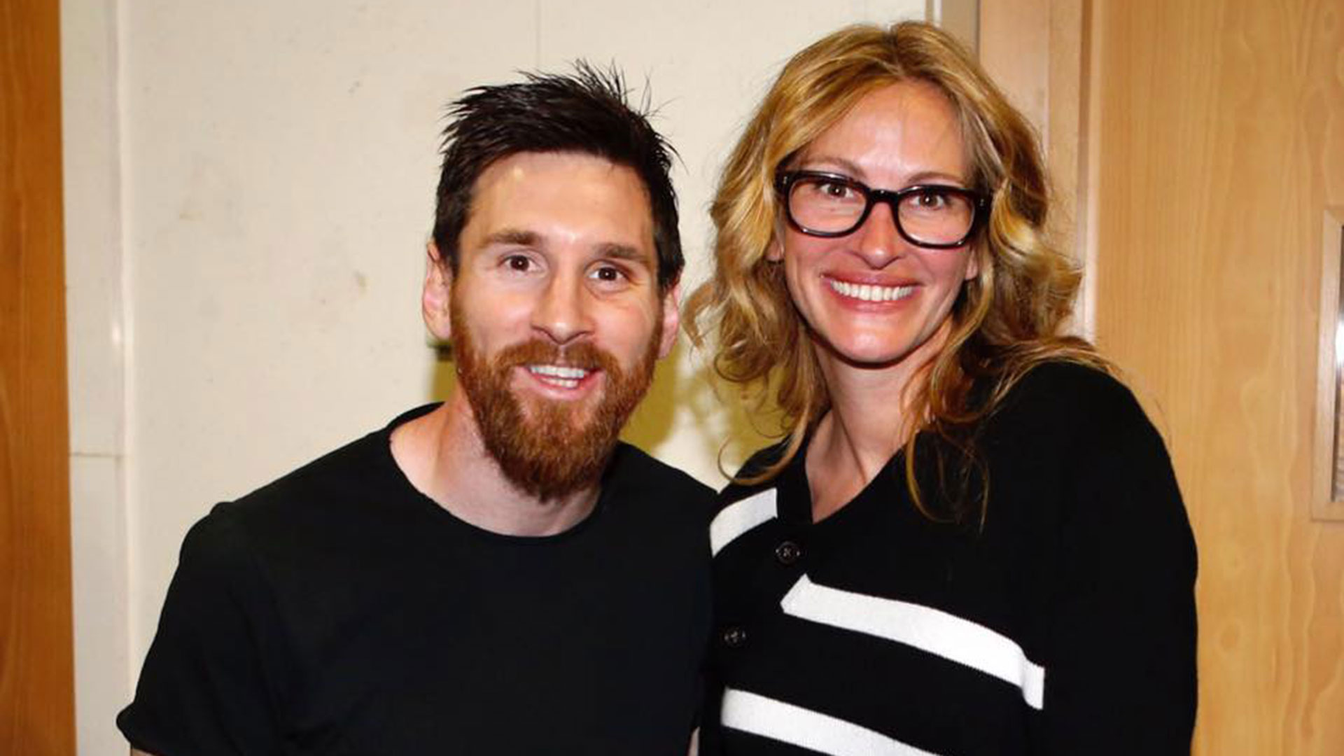 Julia Roberts se sacó una foto con Messi en el Bernabéu 