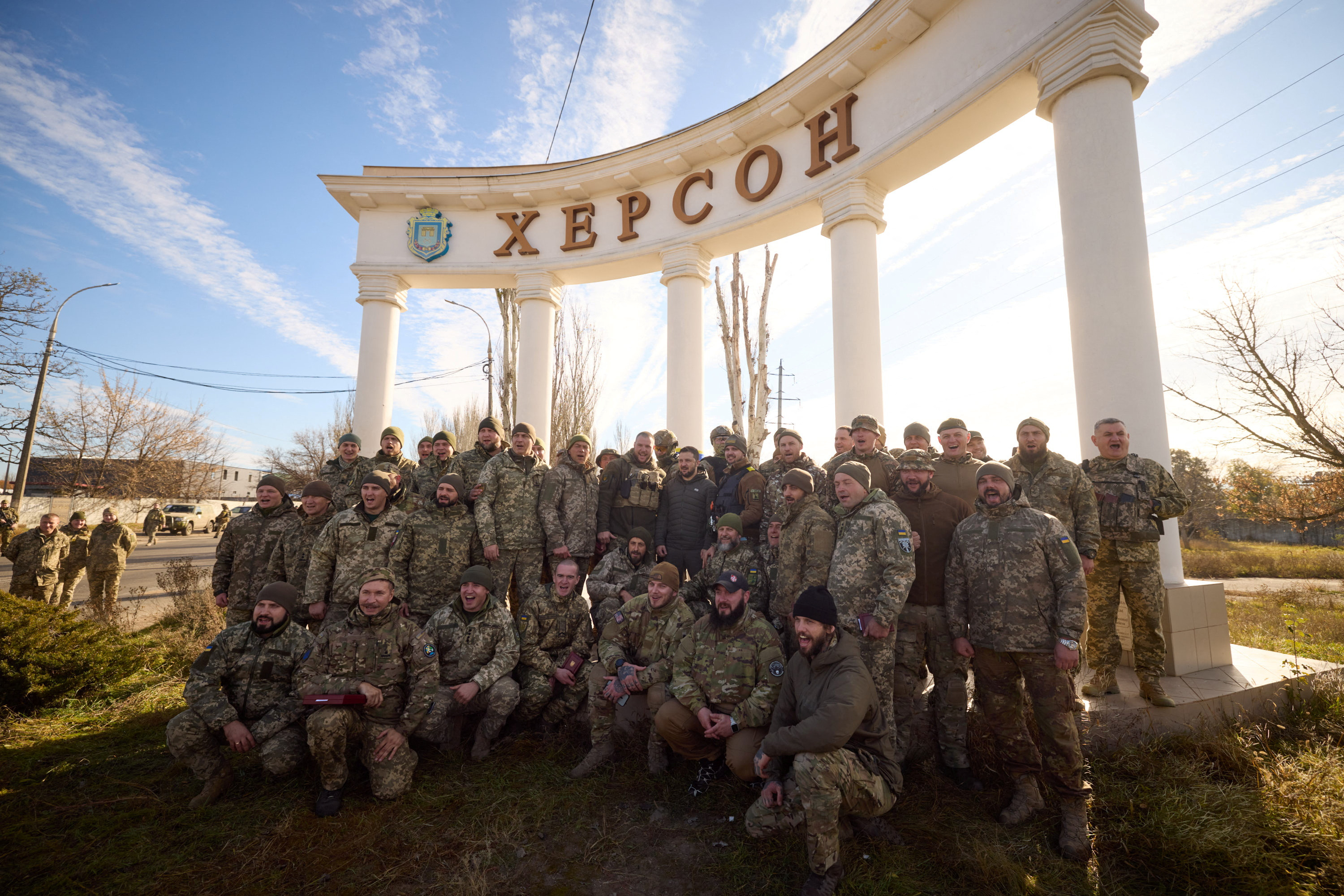 Volodymyr Zelensky visited Kherson and met with fighters who liberated the key city in southern Ukraine (AP).