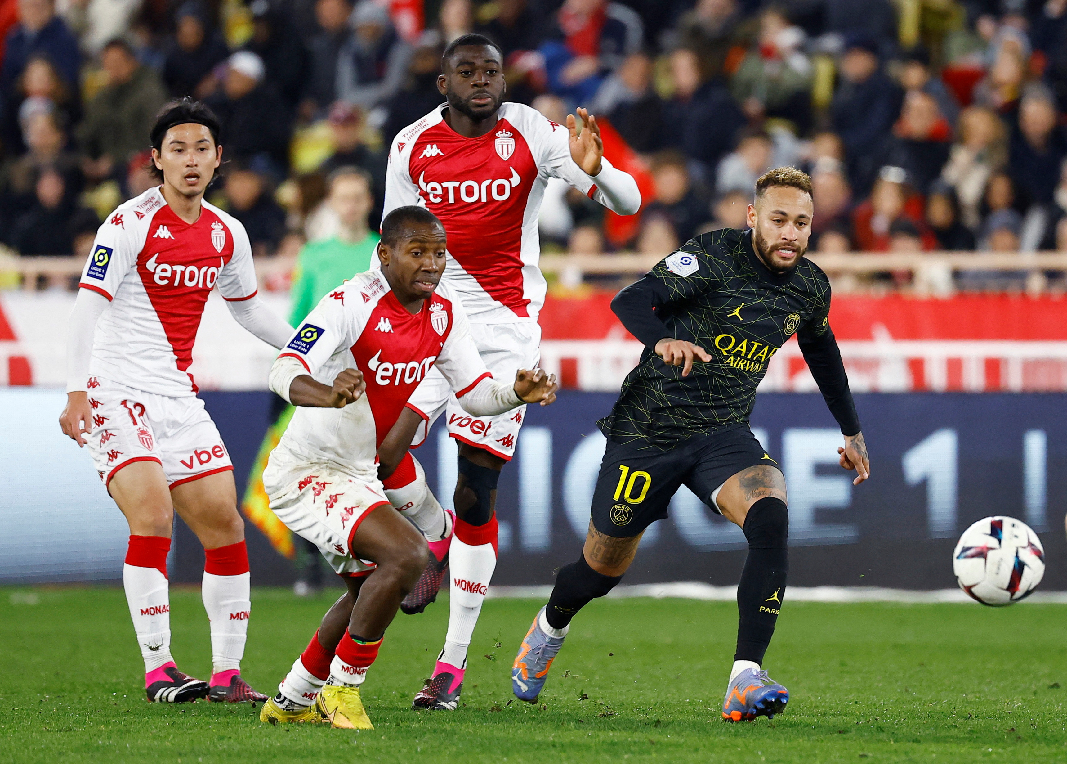 El PSG cayó en su visita al AS Monaco en la Fecha 23 de la Ligue 1 (REUTERS)