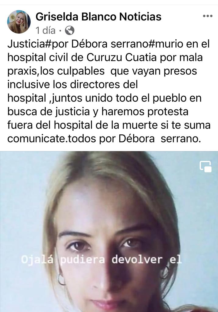 En su último posteo de Facebook, la periodista pidió justicia por la muerte de su amiga Débora Serrano