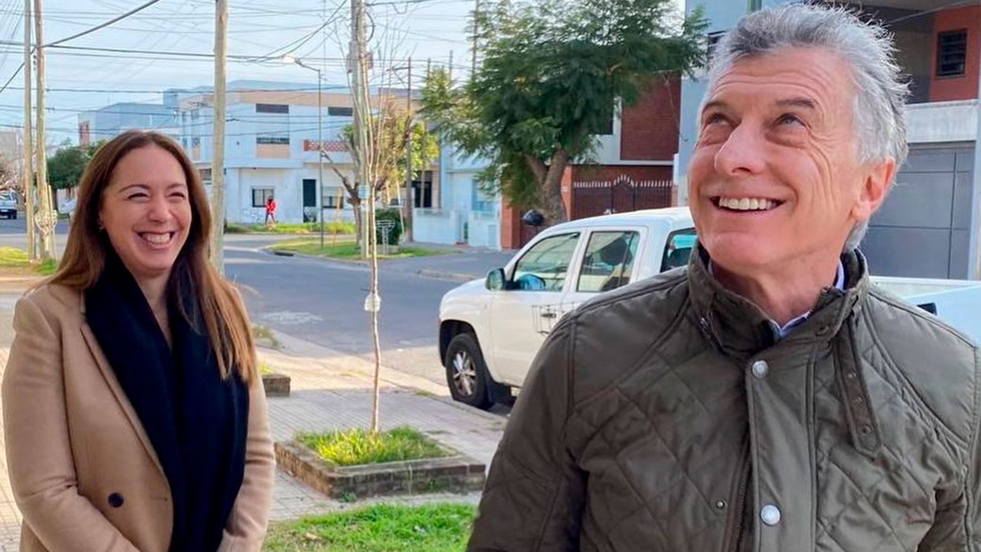 Mauricio Macri and María Eugenia Vidal during a tour of the city of La Plata, months ago 